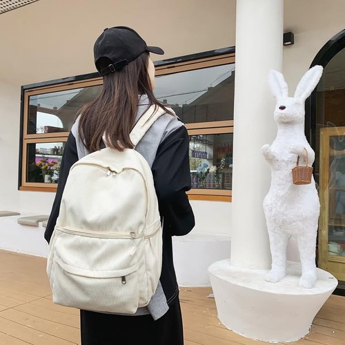 Aesthetic Backpack Cute Backpack Corduroy Backpack School Supplies Laptop Bag... - Picture 6 of 9