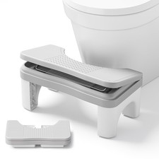 Foldable Toilet Stool Squat Adult, 7" Height Adjustable Poop 1 Pack, Gray