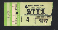 STYX & CHEAP TRICK CONCERT TICKET STUB NOV 4 1978 TARRANT COUNTY FT WORTH TX