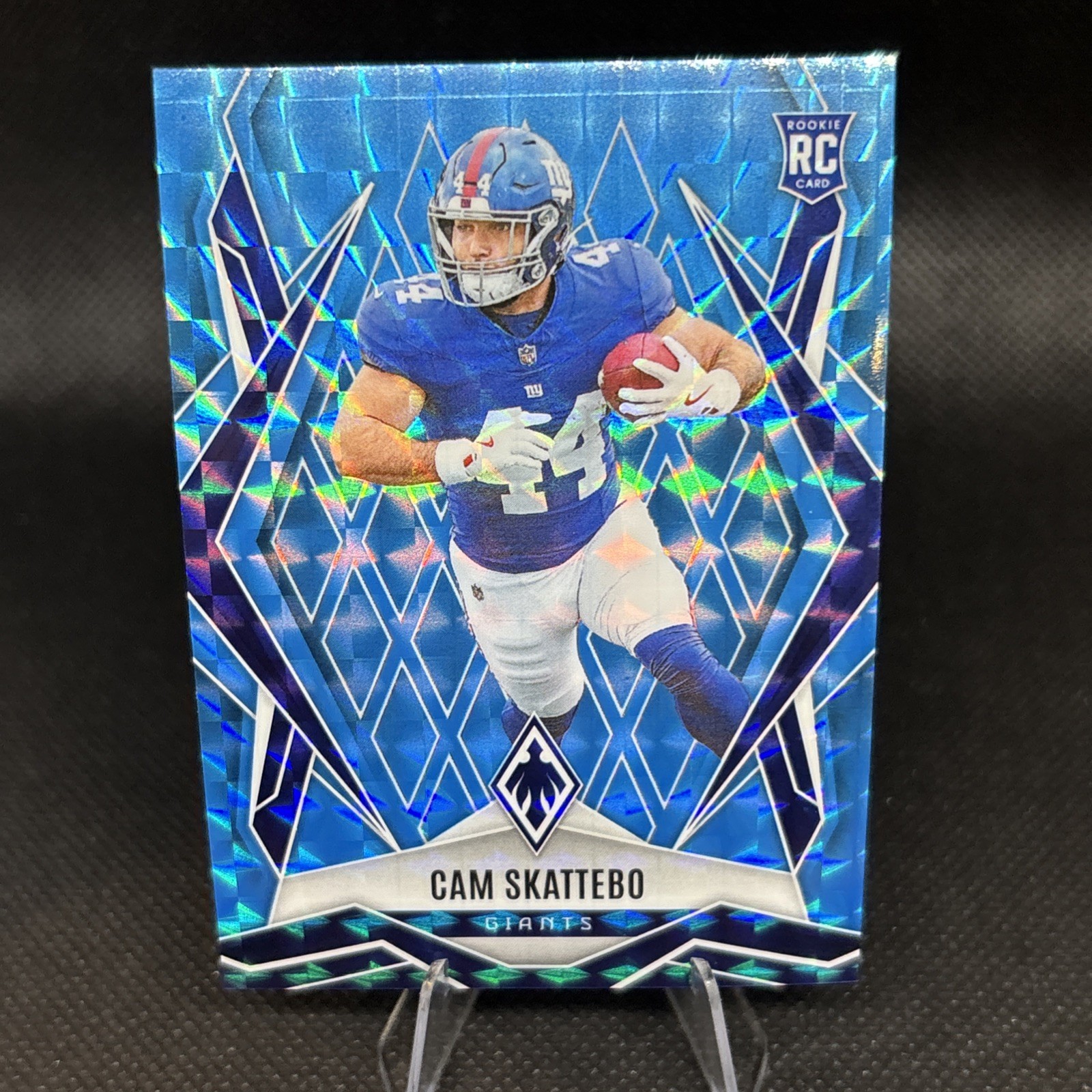 2025 Panini Phoenix - Rookies Cam Skattebo #168 Light Blue Pyramids /385 (RC)