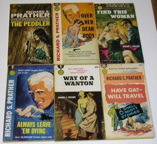 Set of 6 RICHARD S. PRATHER 1950s/60s Paperbacks SHELL SCOTT Detective Stories+