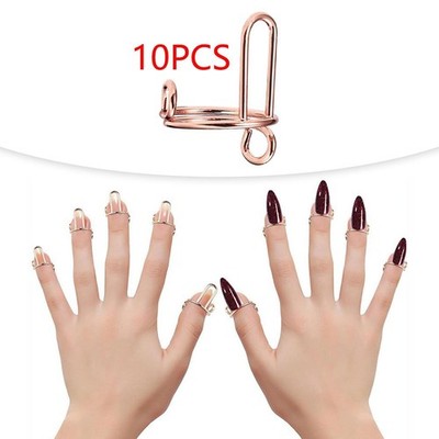 10 Stück Fingernagelringe Metall zum Andrücken Nägel abnehmbar täglich tragen Nailart