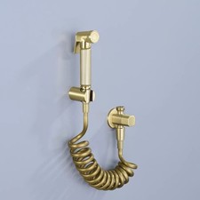 Brushed Gold Brass Douche Set Bidet Toilet Sprayer Diaper With 2m PU Shower Hose
