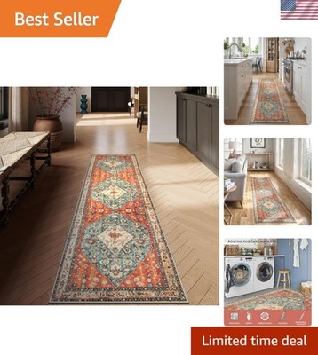 Boho Tribal Washable Runner Rug 2x8 for Entryway - Stylish, Safe & Easy to Clean