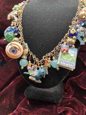 Blue Junk Charm Necklace - Handmade With New & Recycled Materials