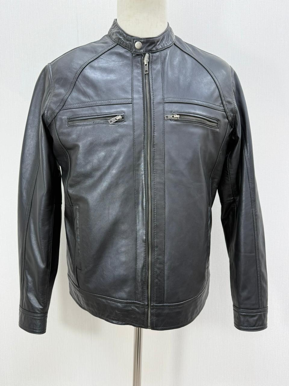 Men's Large Black Premium Soft Genuine Leather Sheepskin Jacket