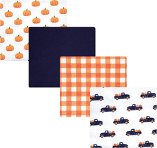 Unisex Baby Cotton Flannel Receiving Blankets, Pumpkin, One Size