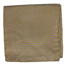 NWOT Italo Ferretti Brown w Woven Blue Geometric Silk Pocket Square Italy 14"