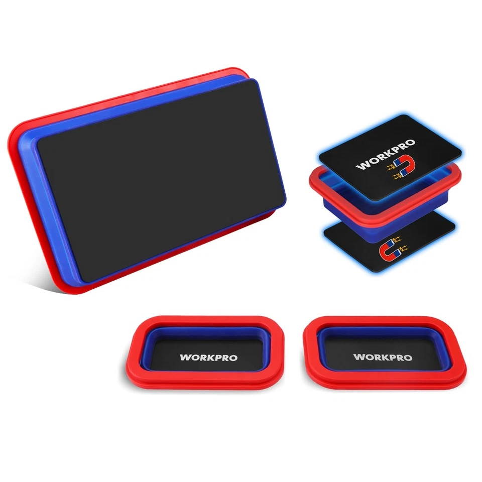 WORKPRO 4PC Juego de Bandeja de Piezas Magnéticas Plegable Doble Cara Cuenco Imán Plegable Foto 3 de 4