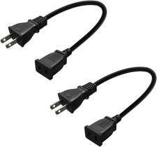 2-Pack USA Outlet Saver Power Extension Cord Cable 125V 10A 2-Prong 2 black 