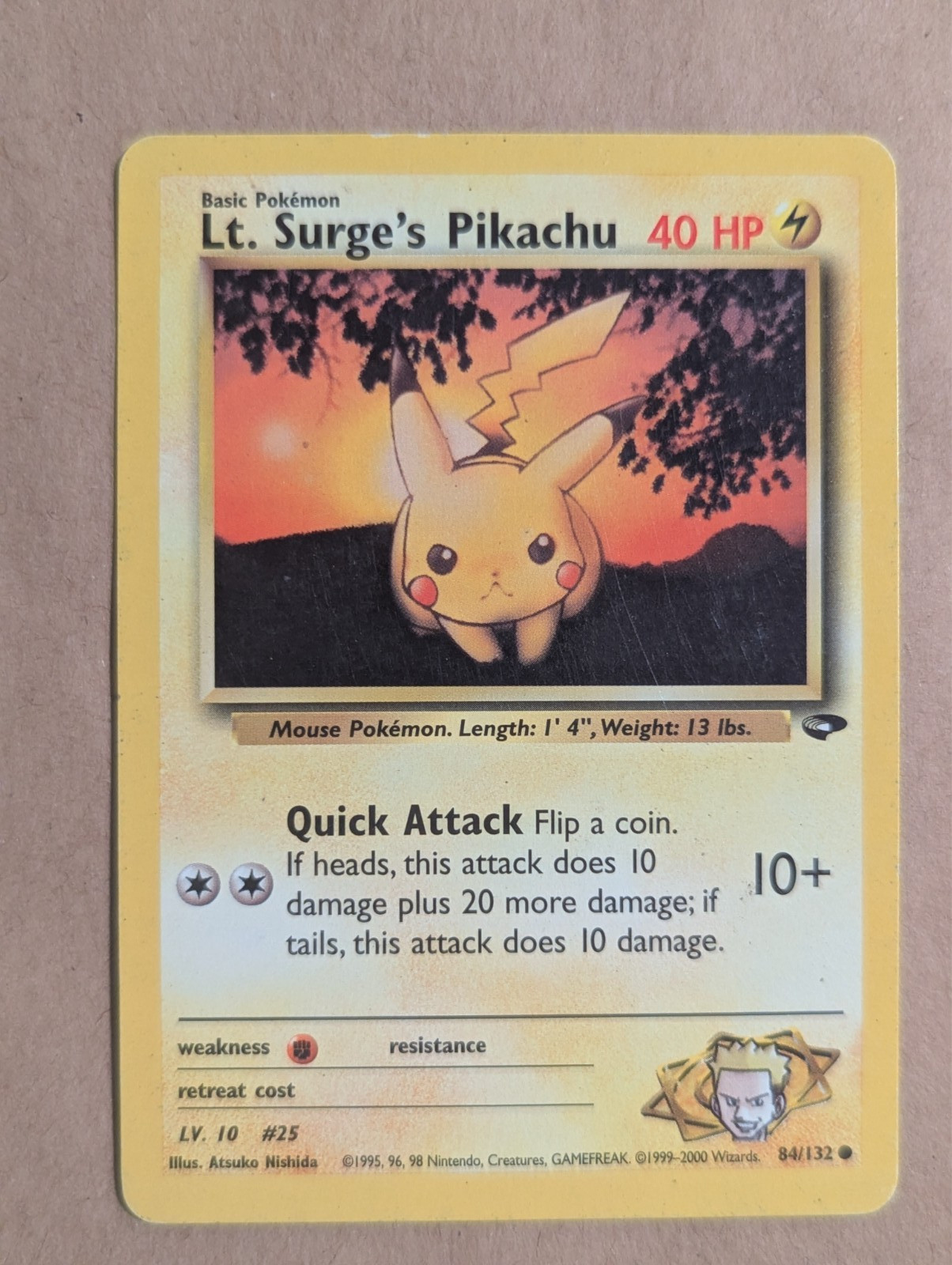 Lt. Surge's Pikachu - 84/132 - Pokemon Gym Challenge Unlimited Card WOTC LP