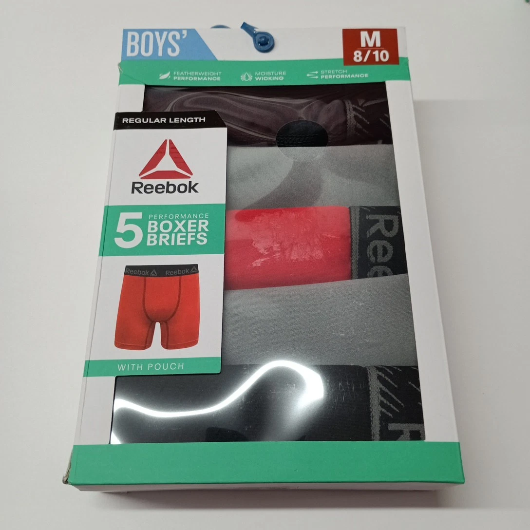 Slip Boxer Ragazzo Performance Reebok Taglia M Medium (8 10) Confezione da 5 Stoppino Umidità