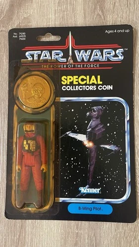 Vintage Star Wars 1984 POTF B-Wing Pilot W/ Coin MOC Mint On Card