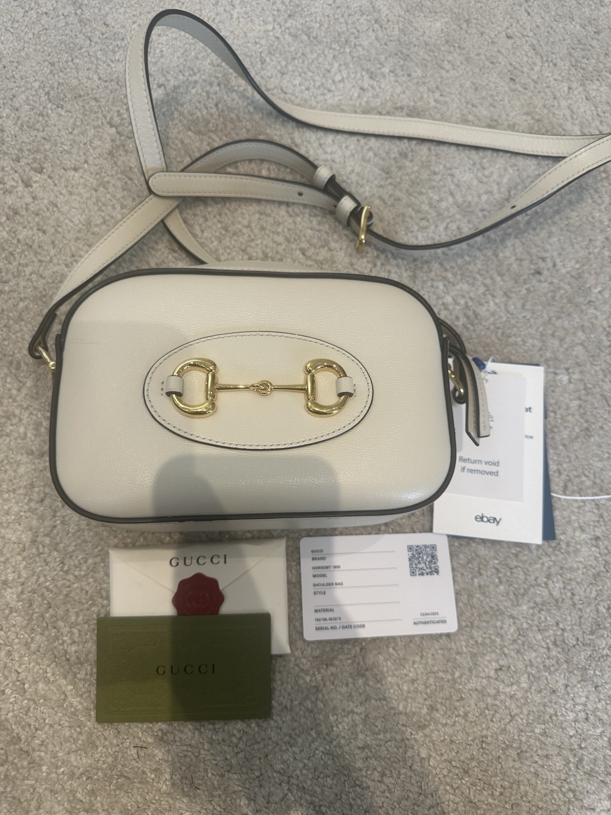 Gucci Horsebit Cream leather camera Bag Cross Body Authenticated