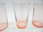 Vintage Pink Depression Glass Tumblers Glasses Ribbed Optic MCM 8oz Set of 4.