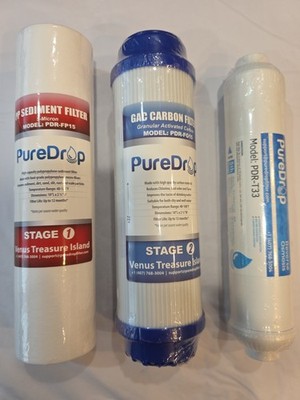 3 PureDrop Reverse Osmosis Water Filters SEALED RO 5th Stage, 1st & 2nd Stage