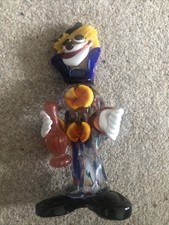 Glass clown ornament 19cm Multi Coloured Holding Glass vase