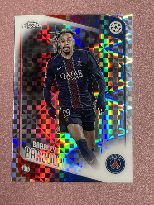 2025-26 Topps Chrome Bradley Barcola X-Fractor #63 Paris Saint-Germain France