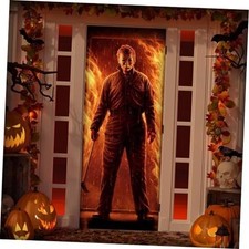 Halloween Door Cover Banner Decoration - Horror Movie Trick or Treat Orange