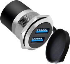 Dual USB 3.0 Panel Mount Adapter - Threaded round Connector with Waterproof Dust