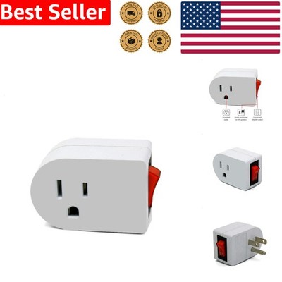 Grounded On/Off Wall Tap Adapter White, Red Light, 3-Prong  Certified