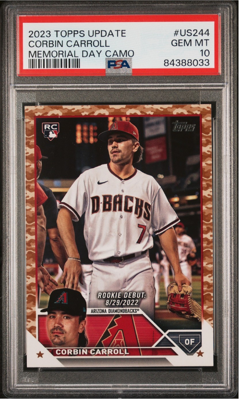 2023 Topps Update Corbin Carroll Memorial Day Camo /25 #US300 RC PSA 10 GEM MINT