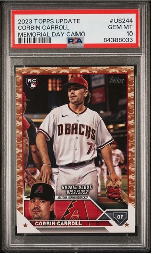 2023 Topps Update Corbin Carroll Memorial Day Camo /25 #US300 RC PSA 10 GEM MINT