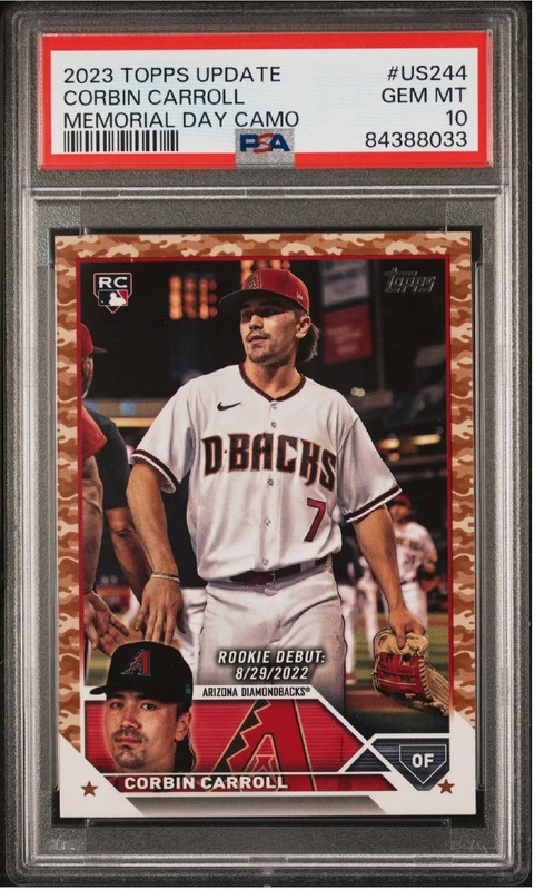 2023 Topps Update Corbin Carroll Memorial Day Camo /25 #US300 RC PSA 10 GEM MINT