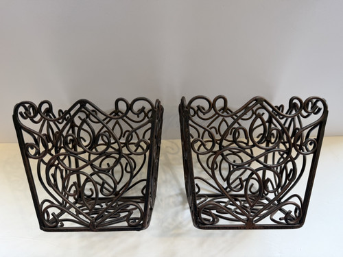 SOUTHERN LIVING AT HOME ROSEDALE 2x PLANT HOLDER DECORATIVE METAL BASKET 6 Inch