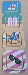 Vintage 80s Beach Graphics Paper Clips By Freelance Inc Partial Set (4)