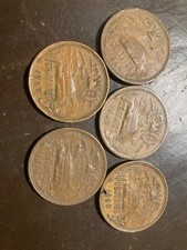 MEXICO 5 x 20 CENTAVOS LOT 12 EAGLE SNAKE  MEXICANOS  WORLD COIN COLLECTION