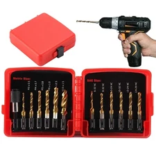 Combination Drill Tap Bit Set 13 Pieces Titanium Power Tool Attachment