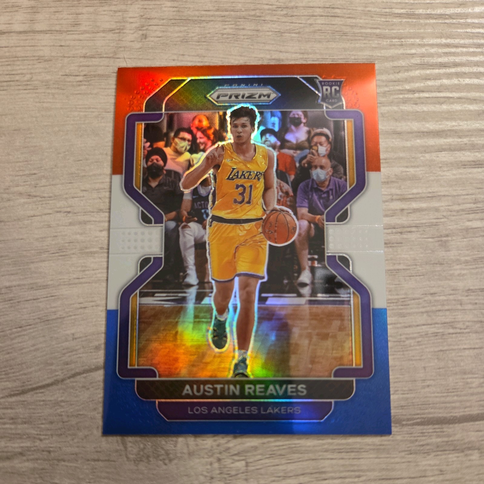 Austin Reaves 2021-22 Prizm Red White Blue Rookie RC #165 Lakers