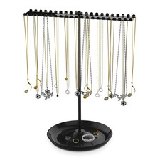 Jewelry Organizer Stand, Metal Necklace Holder Display With 42 Hooks, Black J...
