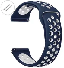 Blue & White Sports Silicone Replacement Watch Band Strap Quick Release Pins #78