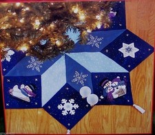 Bucilla "LET IT SNOW" Felt Christmas Tree Skirt Kit Blue Sterilized Snowman Mint