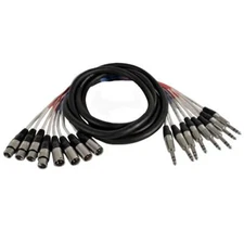 10 Foot Send and Return Snake Cable - 8 TRS to 4 XLR Male and 4 XLR Female