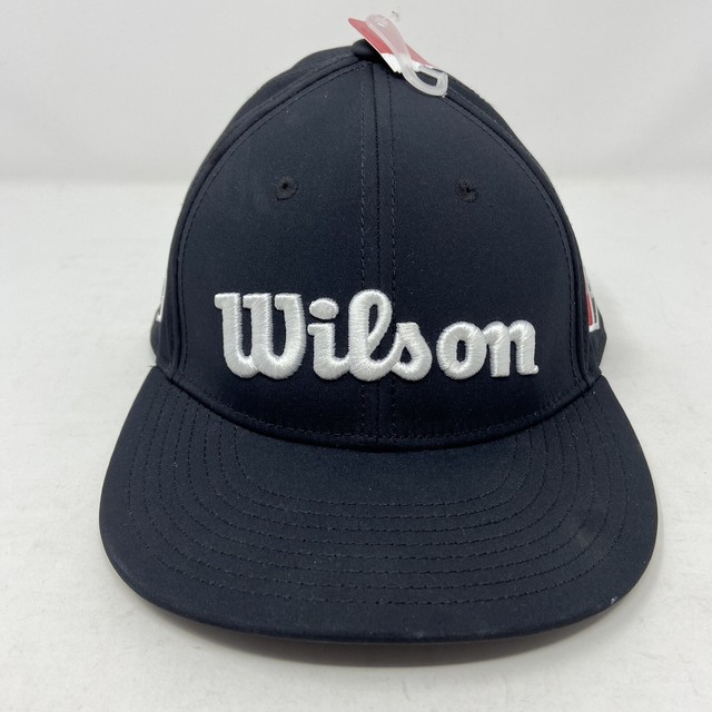 Wilson Staff Tour Flat Brim Golf Cap Hat Adjustable Black White Spell