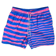 Boardies Swim Trunks Men’s Pink and Blue Elastic-Drawstring Size L