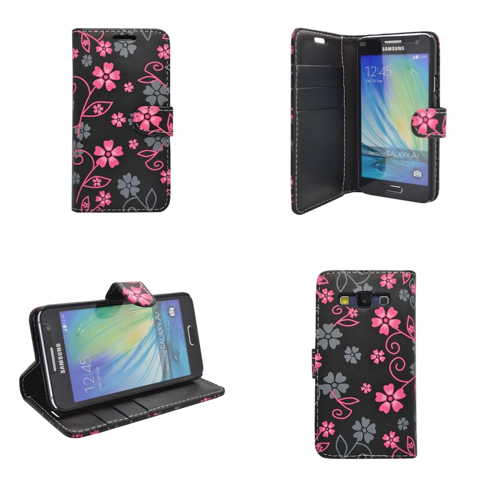 CASE VARIOUS COLOURS FLOWER SWIRL PRINT DESIGN WALLET FOR SAMSUNG GALAXY A3 - Image 2 of 4