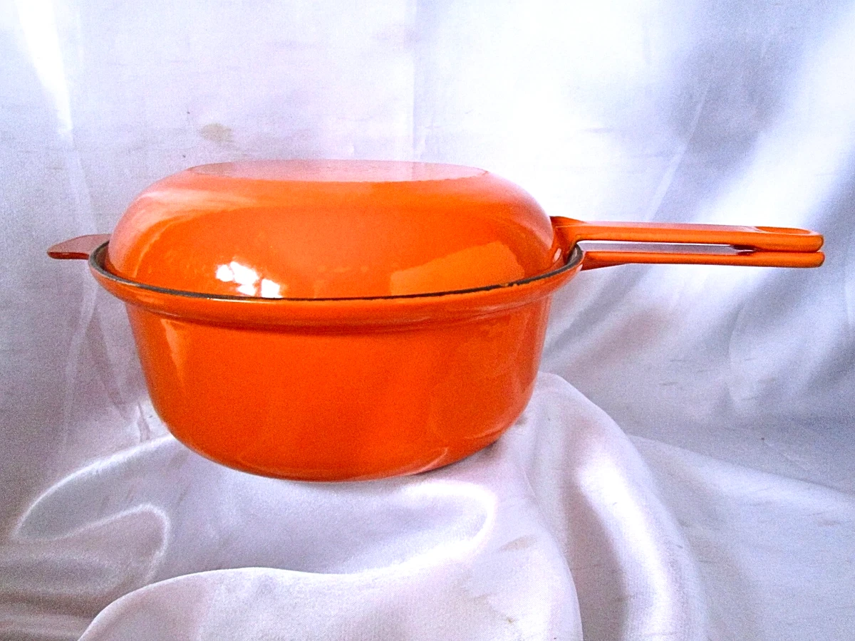 Le Creuset Service à Fondue Fonte émaillée Orange - 4 Poêlons N°18 - Vintage