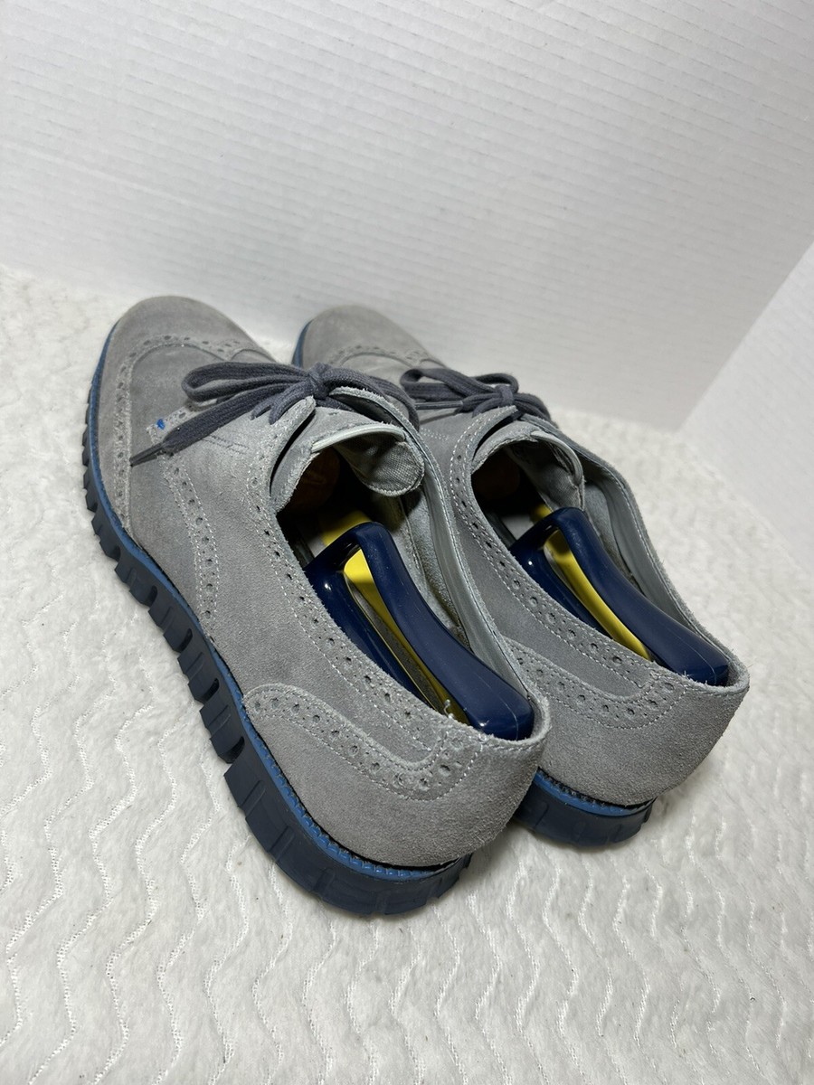 Cole Haan ZeroGrand Wingtip Oxford Shoes Sz 11.5 M Gray Suede Blue Sole C20630 Cole Haan ZeroGrand Wingtip Oxford Shoes Sz 11.5 M Gray  main image 2