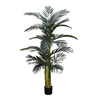 6.5  Triple Trunk Golden Cane Artificial Palm Tree Home Decor.