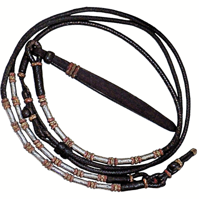 Western Natural Rawhide Tressé Rommel Reins avec Popper outillé