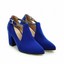 thumbnail 14 - Glam Ladies Pointy Toe Block Heels Solid Knitting Buckle Strap Faux Suede Shoes