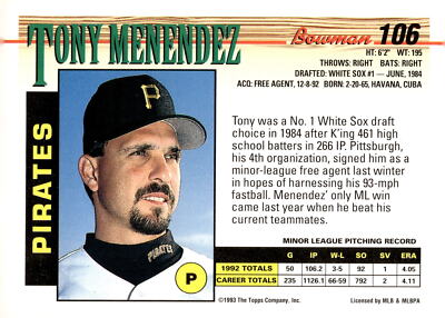 1993 Bowman #106 Tony Menendez | eBay