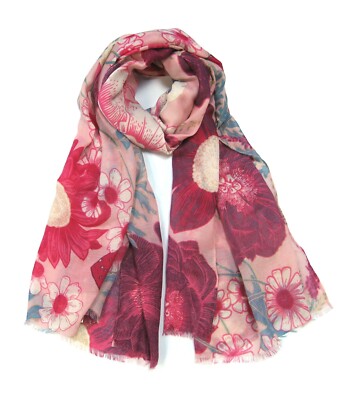 Ganzjahresschal Baumwollmischung Damen leichter Blumenmuster Print