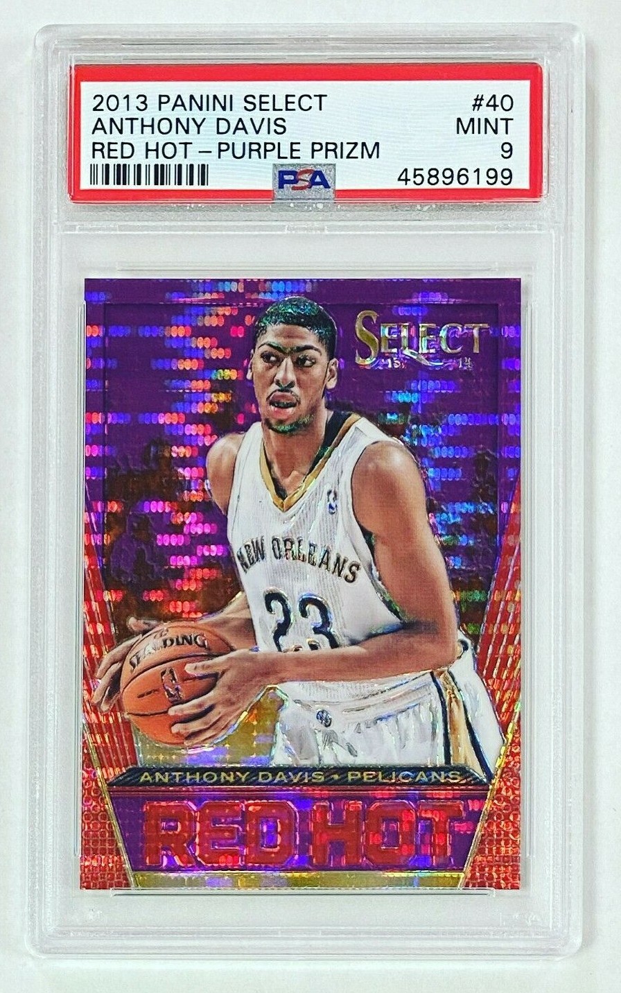 2013-14 Panini Select Anthony Davis Red Hot Purple Prizm /99 PSA 9 Pelicans