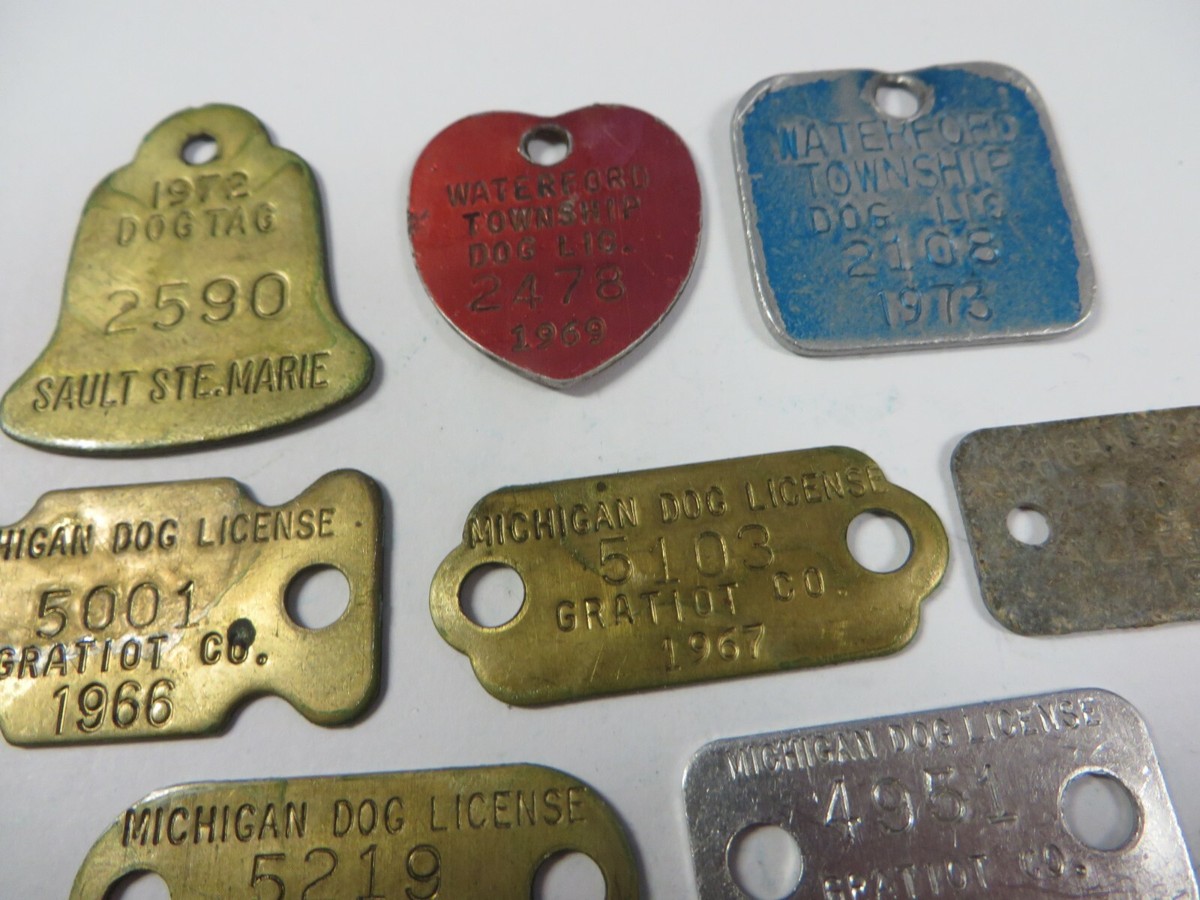 Vintage 1940's Lot Dog Tag License Tax Registration ALL MICHIGAN
