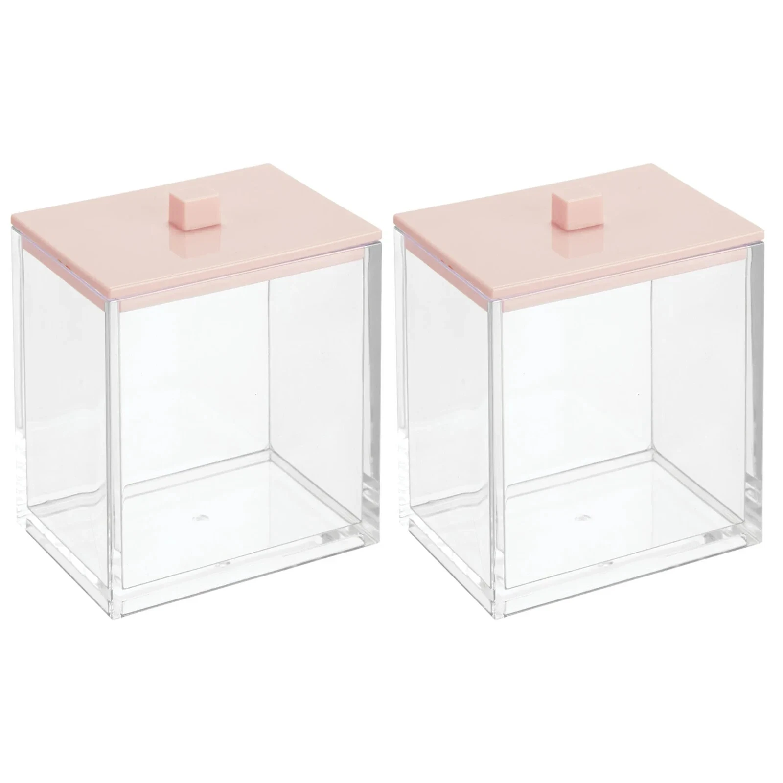 Plastic Rectangle Apothecary Storage Canister , 2 Pack, Clear/Rose Gold
